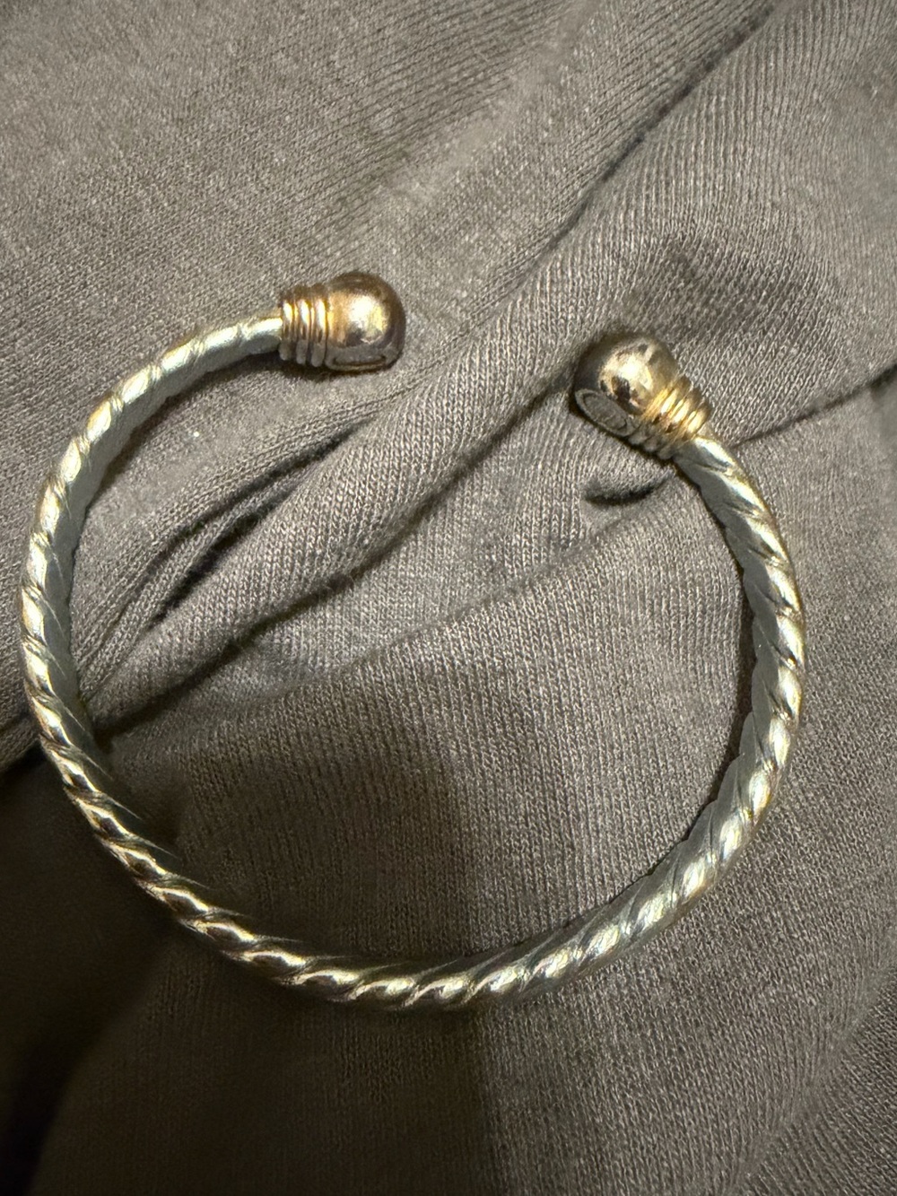 Two-Tone Twisted Open Cuff Bracelet in Silver and Gold